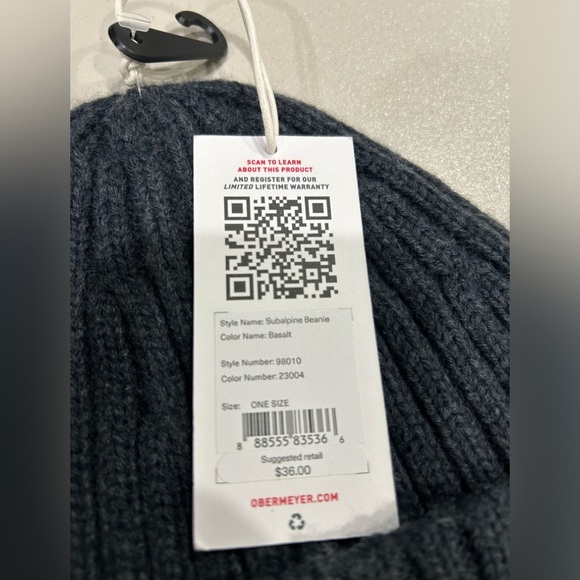 Obermeyer Women's Subalpine Beanie Hat Basalt Black NWT Cuff Knit Acrylic - Picture 2 of 8